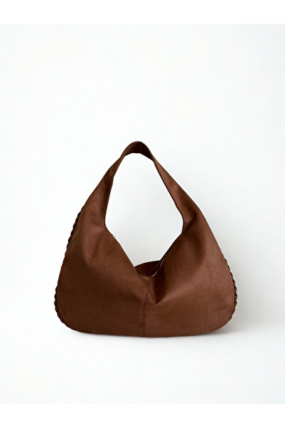 yako حقيبة كتف هازل كبيرة الحجم من جلد الغزال (العرض 51 سم، الطول 30 سم)