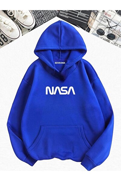 DM DOLCE MORE Hanorac supradimensionat cu glugă, cu imprimeu NASA, din bumbac...