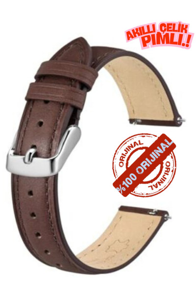 onlinekordon Fossil 22mm Saat Uyumlu Koyu Kahverengi Renk Klasik Model Deri S...