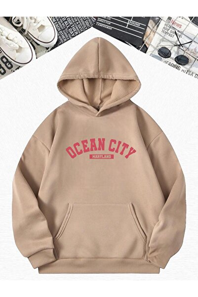 DM DOLCE MORE Hanorac oversize cu glugă, cu 3 fire, din bumbac pieptănat, cu ...