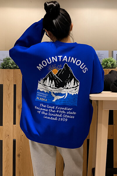 E-ROMA سترة رياضية مطبوعة بنقش جبلي من القطن الممشط بثلاثة خيوط