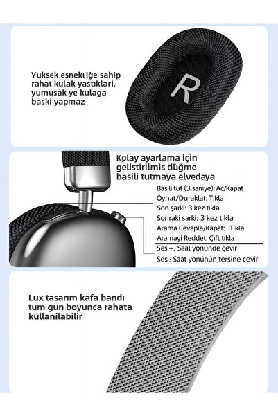 Tech&bello accessories Kablosuz Kulaküstü Bluetooth Kulaklık Stereo-Mikrofon-aux HK-034