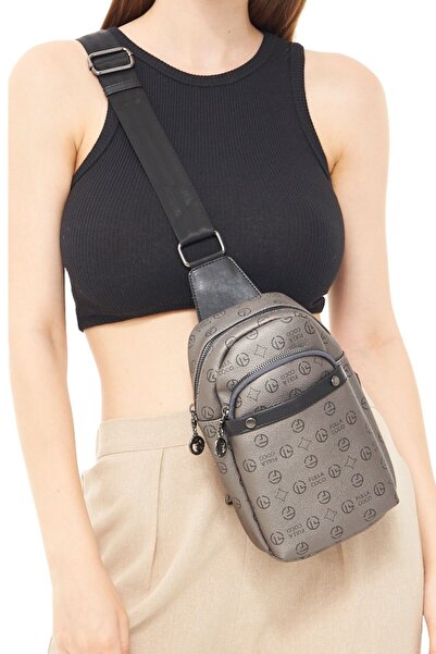 Morpelikan Women's Three-Compartment Piatin Colored Monogram Body Bag Shoulder Chest Bag