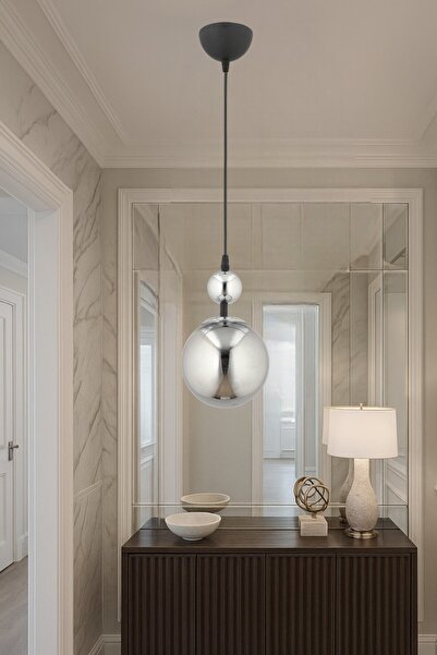 ESSLİGHT Nisan Tekli Sarkıt Avize Füme Glob Camlı Hol Koridor