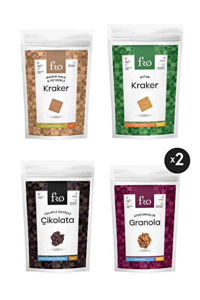 FRO 5'li Glutensiz Katkısız Sağlıklı Atıştırmalık Kraker, Yulaflı Cevizli Çikolata, Granola Bite