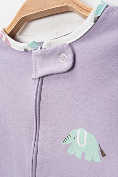 Bamoola for Babies 100% Cotton 9-12-18 Months Colorful Elephant 3-Piece Jumpsuit Without Booties with Cuffs (Baby Girl Boy)