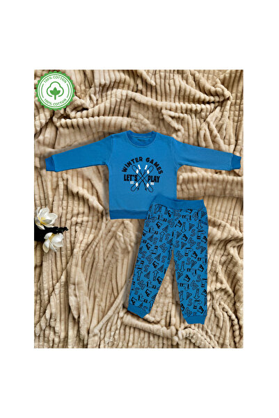 poplinçocuk Cemre Bebe %100 Pamuk Organik Erkek Çocuk Uzun Kollu 2'li Pijama Takımı