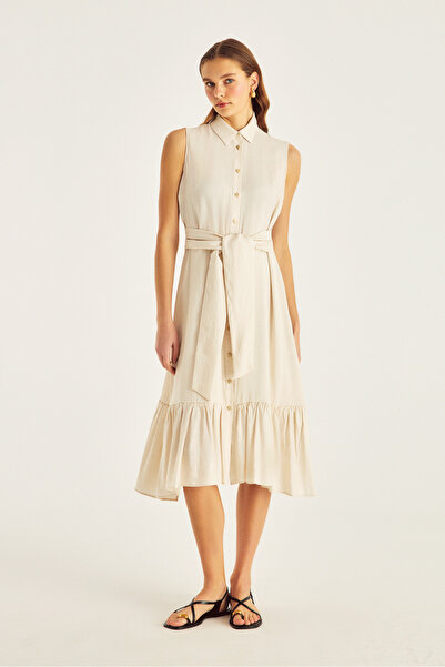 Naramaxx Bağlama Detaylı Midi Boy Fırfırlı Elbise