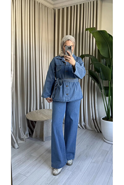 MissPul Tie-Up Shirt Pants Jeans Set