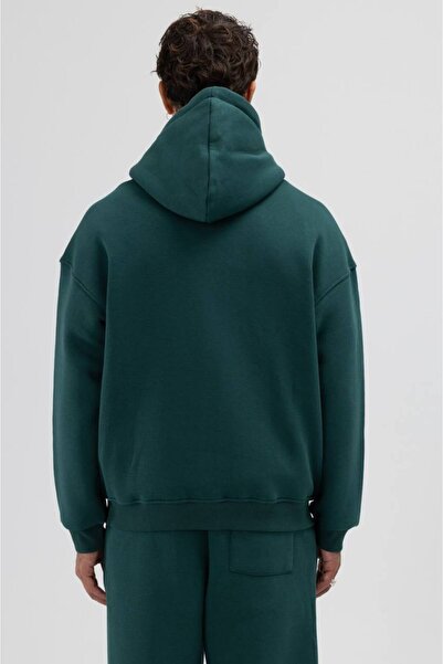 İLKCET MODA Πράσινο Premium Unisex Oversize Hoodie με φερμουάρ