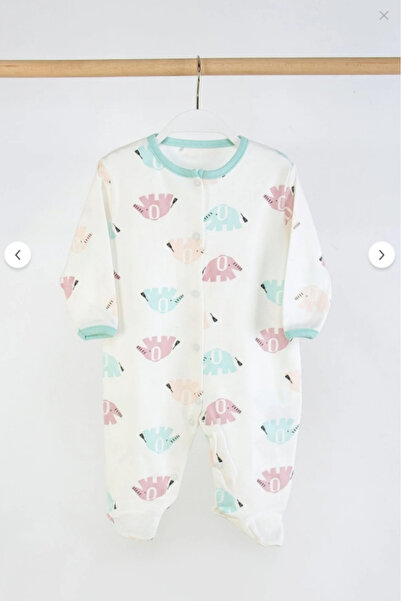 Bamoola 100% Cotton Colorful Elephant Patterned 3-Piece Jumpsuit with Booties (Girl - Boy - Newborn)