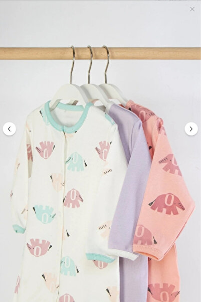 Bamoola 100% Cotton Colorful Elephant Patterned 3-Piece Jumpsuit with Booties (Girl - Boy - Newborn)