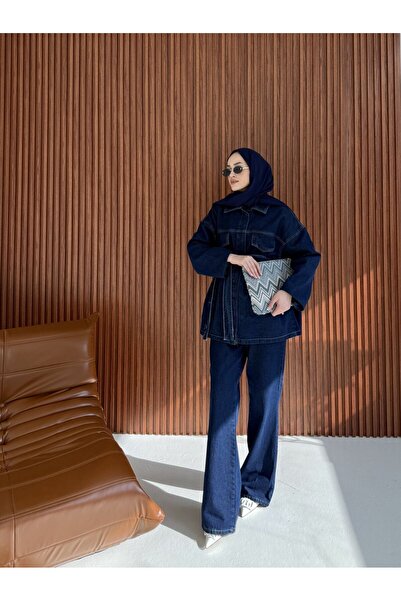 MissPul Bağlamalı Gömlek Pantolon Kot Takım