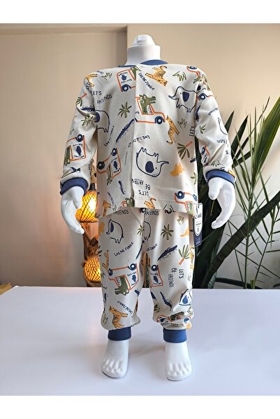 Miniworld Kız-Erkek Bebek- Çocuk Pijama Takımı %100 Pamuk Uzun Kollu Önü Çıtçıtlı Mevsimlik