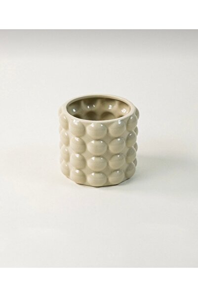 AYSA HOME DECOR Cream Ceramic Bubble Vase, Spoon Holder