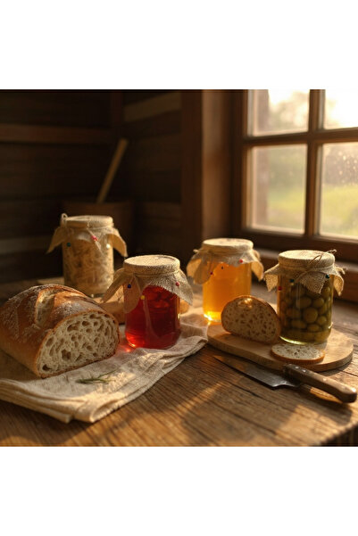 El Emeği 25 Pieces of Jute Fabric (Canvas) Jar Lid Cover and Beaded Binding Rope