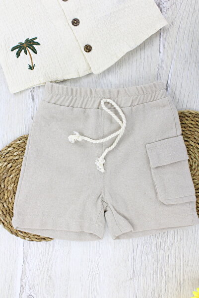 EYMİRGİYİM Shirt Suit Linen Pocket Shorts Men's Set 3-6 Months, 6-9 Months, 9-12 Months, 12-18 Months