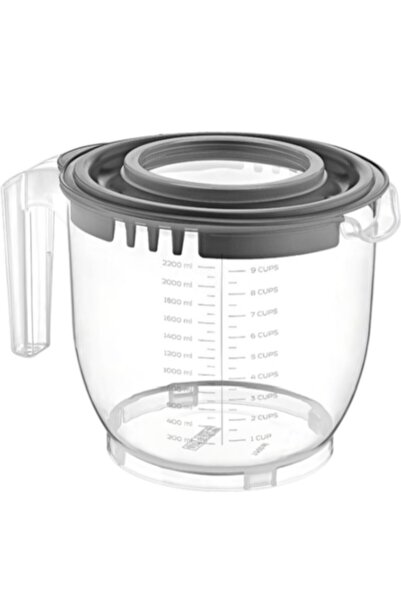 Online Home Market 2200ml Mixer Cup with Lid and Measure - with Protection Lid, Bpa Free, Food Contact Suitable