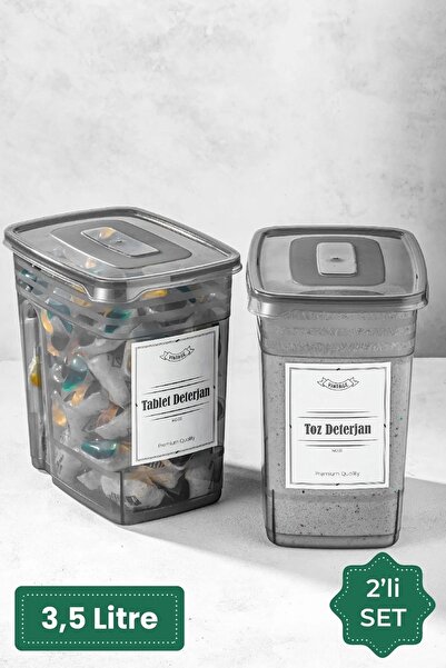 Stile Cucina Labeled 2 Strip Mega Size Powder and Tablet Detergent Storage Box 2x(3.5 Liters)