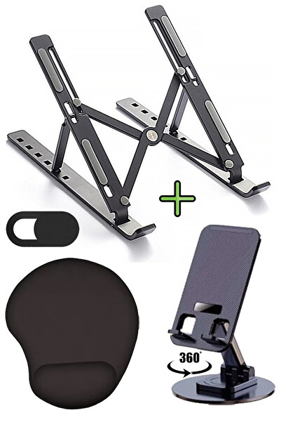 Vivesta Shop Metal Adjustable Black Color Laptop Stand Laptop Riser, Mouse Pa...