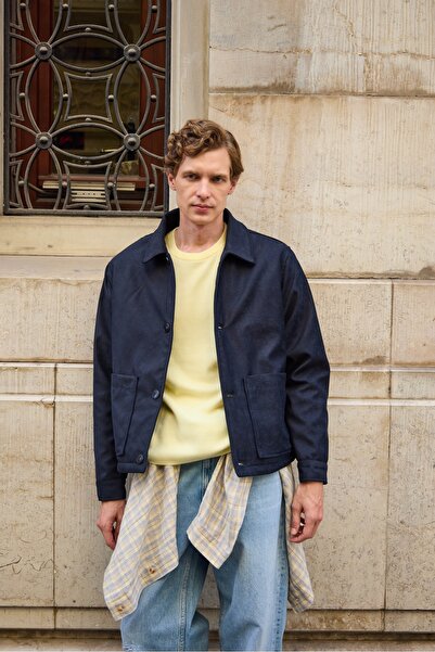 Danger Süet Kapitoneli Erkek Mont Lacivert Ceket