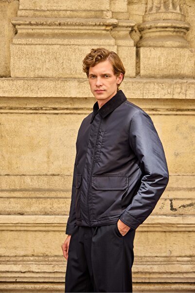 Danger Чорно-синій чоловічий піджак з контрастним коміром