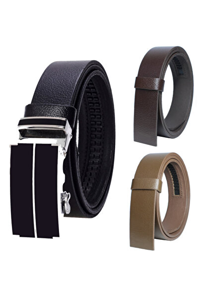 derikem Automatic Buckle Holeless 100% Genuine Buffalo Leather Classic Men's Belt - Automatic Belt