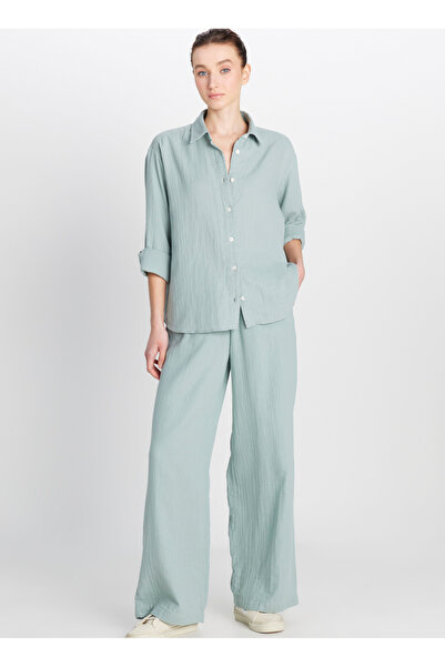 WRANGLER Relaxed Gömlek Yaka Koyu Yeşil Kadın Gömlek W2510783826-Müslin Gömlek