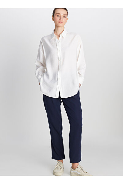 WRANGLER Loose Fit Gömlek Yaka Beyaz Kadın Gömlek W2510769100-Relaxed Fit Gömlek