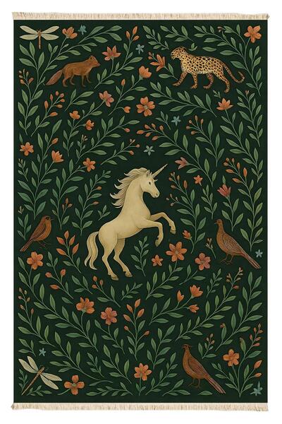 Markaev Unicorn Orman Dansı Baskılı Dokuma Taban Halı 302 YNG