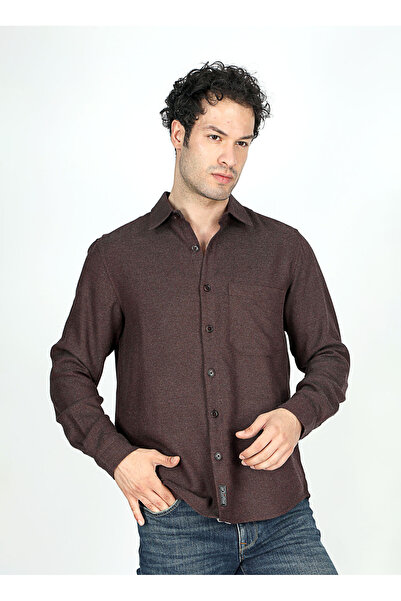 Lee Cooper Ανδρικό πουκάμισο Regular Fit Plum 251 LCM 241006 FRANCIS PLUM