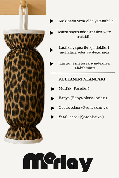 Morlay Bag Holder Bag Organizer, Bag Basket, Kitchen Bag Organizer Elastic Double Sided & Leopard