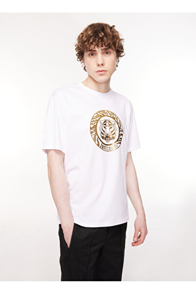 Just Cavalli Bisiklet Yaka Beyaz Erkek T-Shirt 75OAHT01