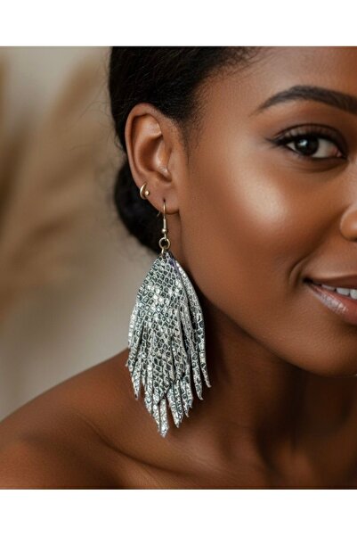 DENİZ TASARIM Küpe gerçek deri yılan desenli