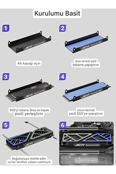 Global JEYI Dazzcold M.2 2280 SSD Soğutucu Yüksek Performans Nvme Radyatör Magnezym Alüminyum Termal PC/PS5