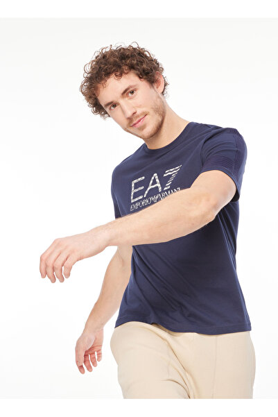 EA7 Bisiklet Yaka Koyu Lacivert Erkek T-Shirt 6RPT37PJ3BZ1554