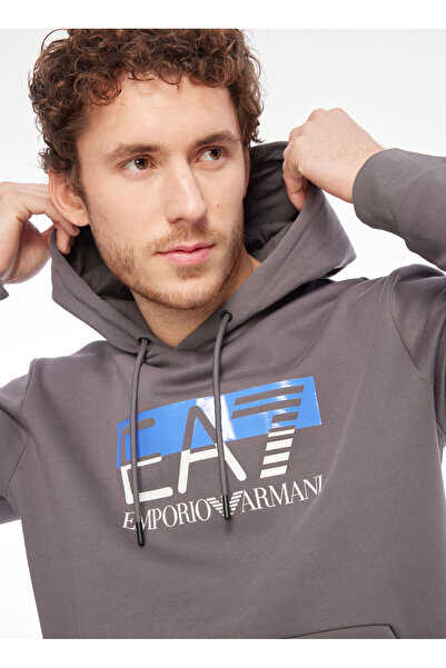 EA7 Kapüşon Yaka Koyu Gri Erkek Sweatshırt 6RPM02PJ07Z1977