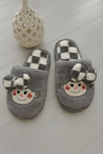 STOCON Bow Tie Plush Winter Women's Slippers Dowry Slippers Bundle Slippers Stc1172