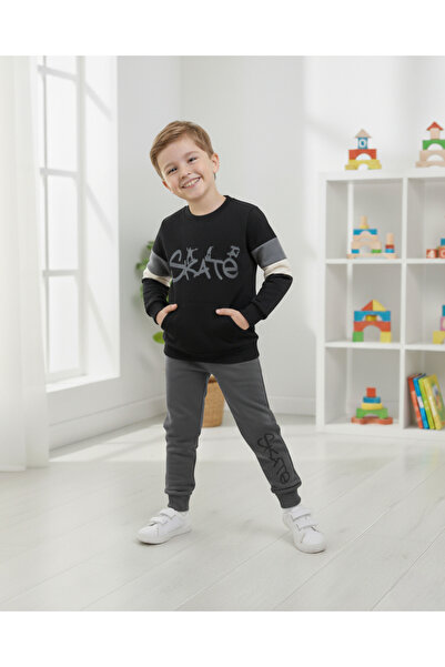 Ege Bebek Boys' Seasonal Skate Printed Sweatshirt, 7-10 Years Old Tracksuit Set