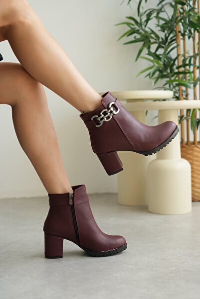 Savves حذاء نسائي بورجوندي بسحاب للاستخدام اليومي بكعب منخفض