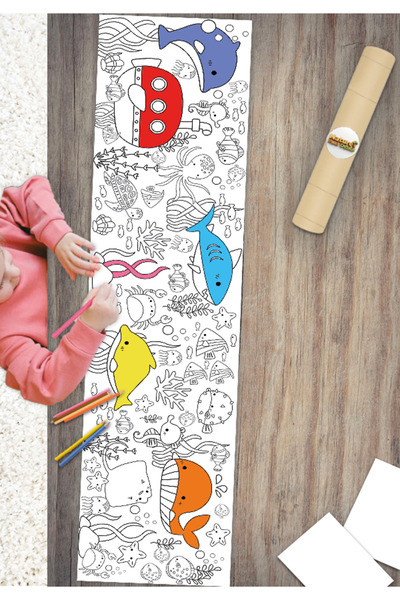 Natureplaydesign 2.5 metre dev deniz temalı boyama kağıdı çoklu etkinlik - Be...