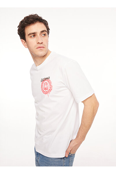 Just Cavalli Bisiklet Yaka Beyaz Erkek T-Shirt 75OAHG03
