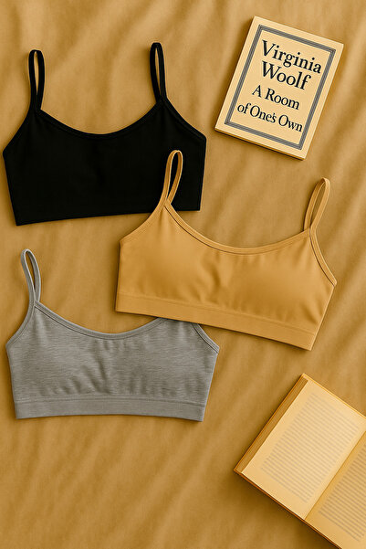 nesterinzar Women's 3-Pack Padded Sports Bra with String Straps Half Tank Top