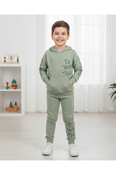 Ege Bebek Set de trening pentru băieți, sezonier, cu glugă, imprimat și pantaloni de trening, 2-10 ani