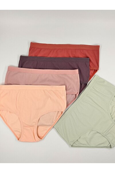 nesterinzar %100 Pamuklu Yüksek Bel Fitilli Günlük Külot 5'li Paket
