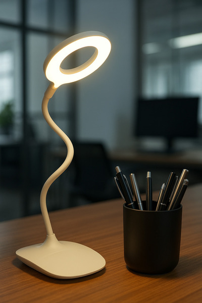 Soft Kare Masa Lambası Dokunmatik 3 Renk 24 Led Telefon Standlı Kademeli Çalı...