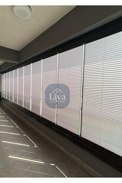 Liva Ev Dünyası Orjinal Plisel Katlanır Cam Balkon Perdesi - Ofis Perdesi - E...