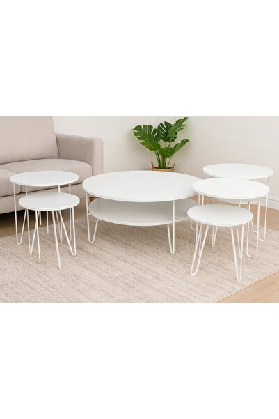 SAHABA طقم طاولات دورين 4 1 ابيض 2321