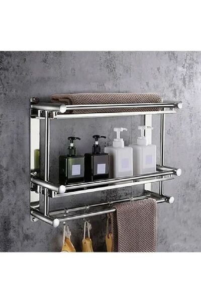 AGD Wall-mounted stainless steel towel rack - Silver
