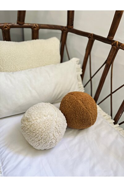 Cherry Bloom Cotton وسادة كروية صغيرة مكونة من قطعتين مقاس 20 سم إكرو وبني